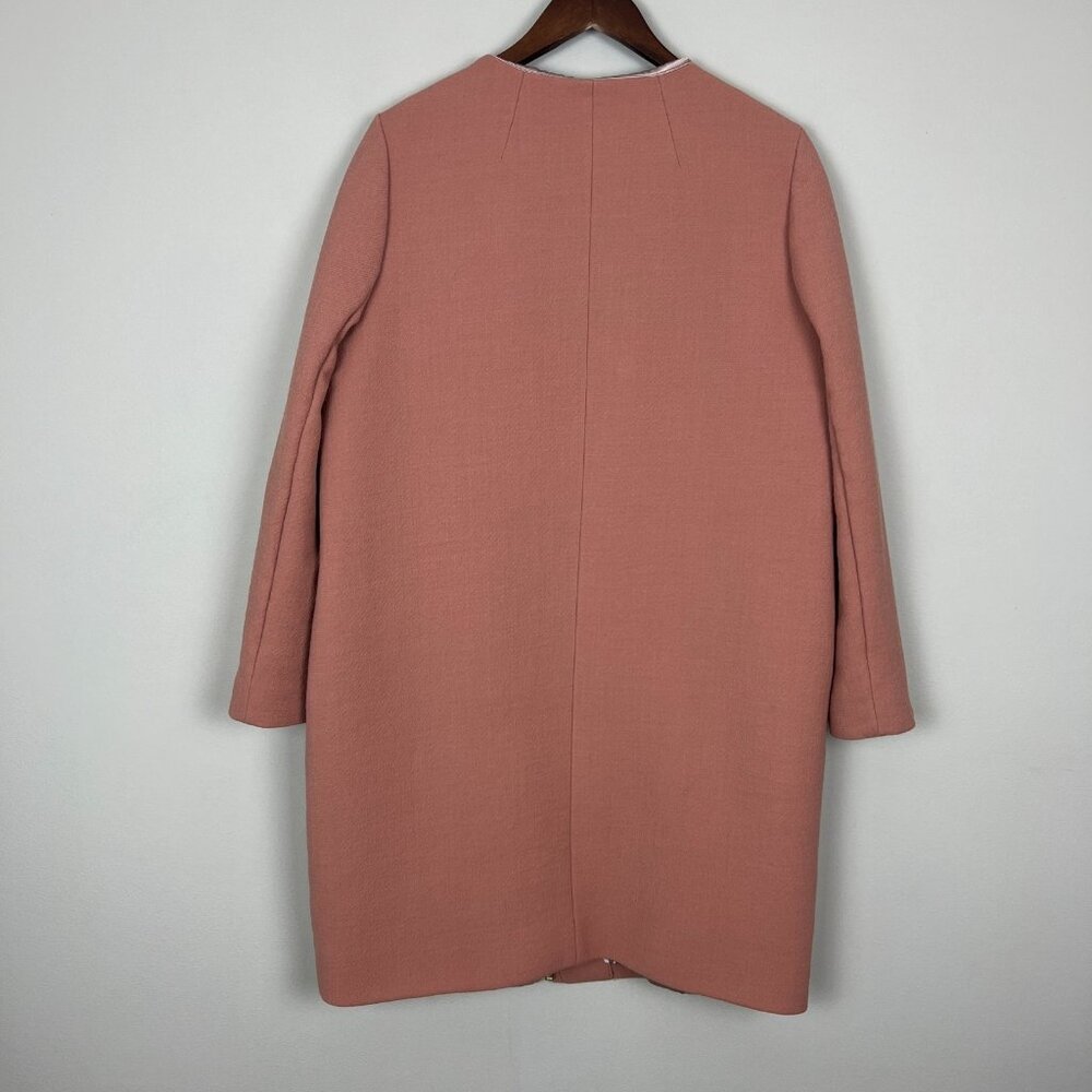 J.‎ Crew Double Cloth Collarless Coat Jacket Womens 14 Mauve Wool Preppy Italy - Picture 9 of 16